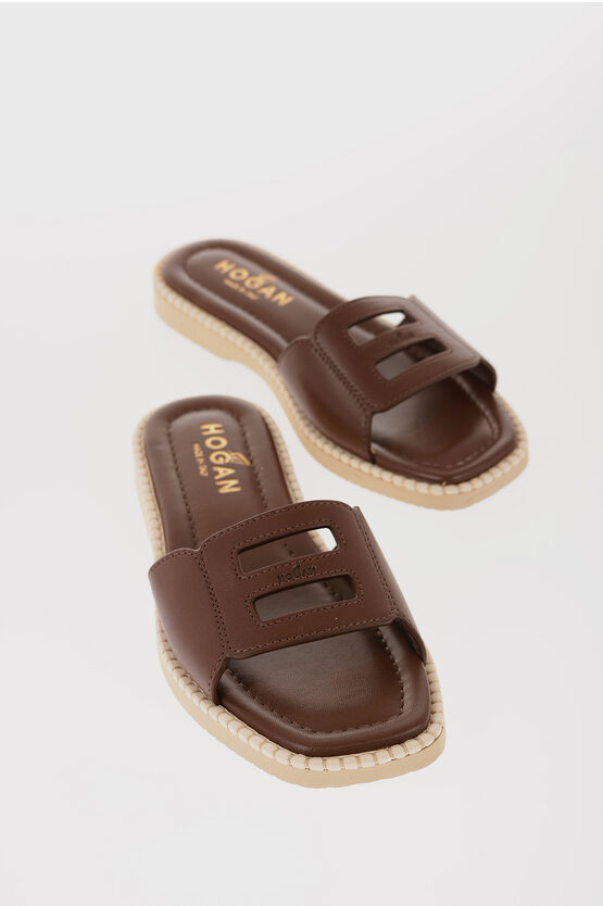 HOGAN LEATHER SANDALS WITH CUT OUT DETAIL 