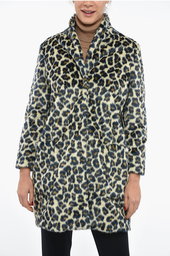 Dsquared2 Eco Fur Coat With Dappled Pattern In Multi