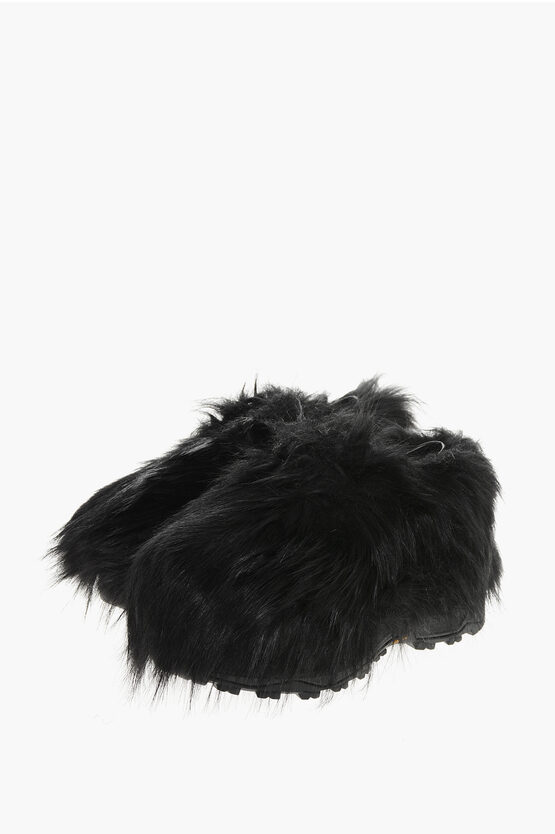 Sacai Black Faux-fur Derbys In Black