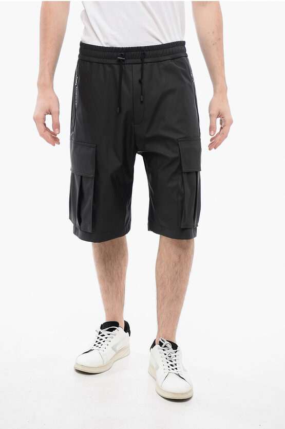BALMAIN ECO-LEATHER CARGO SHORTS WITH ELASTIC WAISTBAND