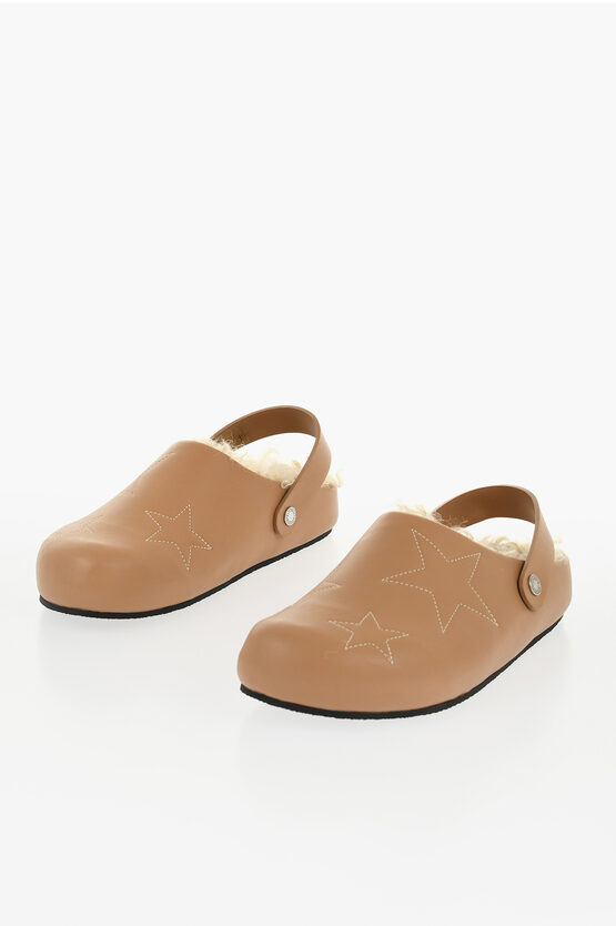 Stella Mccartney Eco-leather Elyse Mules With Embroideries In Brown