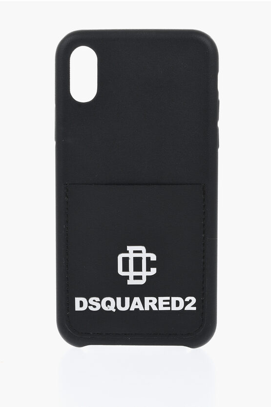 Dsquared2 Eco-leather Iphone X Case With Card Pocket In Black