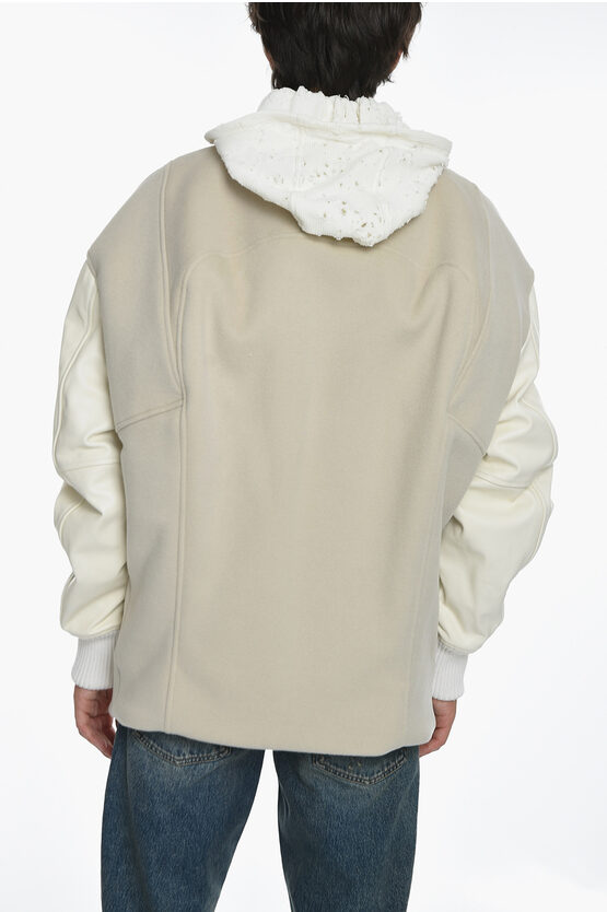 Alyx Ecoleather Sleeve Bomber Jacket with Distressed Hood men