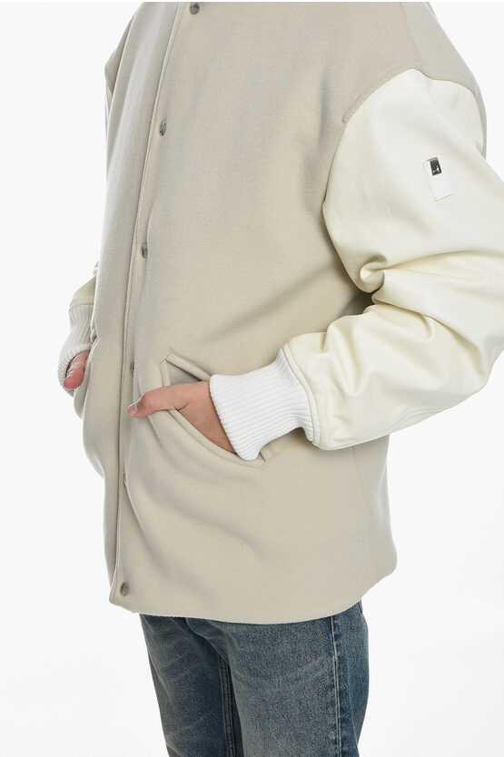 Alyx Ecoleather Sleeve Bomber Jacket with Distressed Hood men