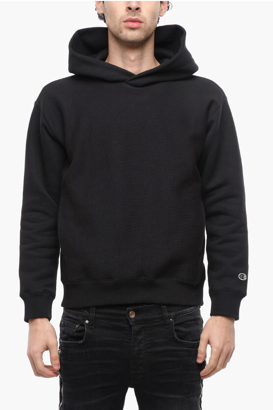 Champion Ecological Cotton Blend Monochrome Hoodie In Black