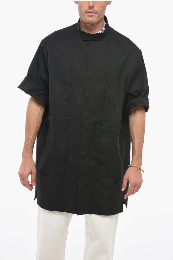 Rick Owens Edfu Mandarin Collar Magnum Oversized Shirt In Black