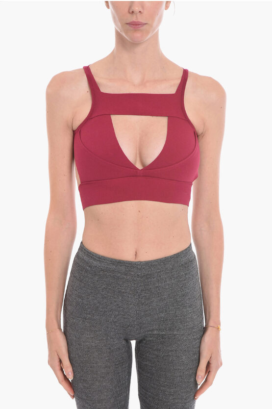 Rick Owens Cropped Cutout Knitted Top In Magenta