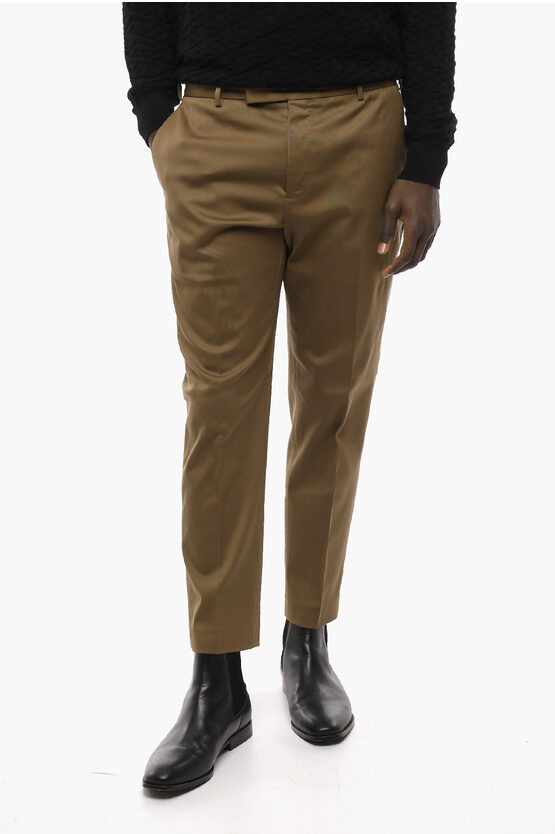 Pt01 Edge Cropped Fit Cotton Chinos Trousers In Green