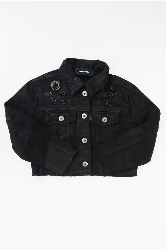 Diesel Effect Vintage Jevise Jacket In Black
