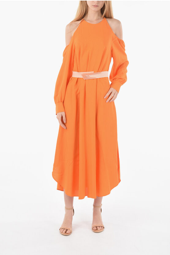 Shop Stella Mccartney Elastic Belt Cold Shoulder Maxi Dress