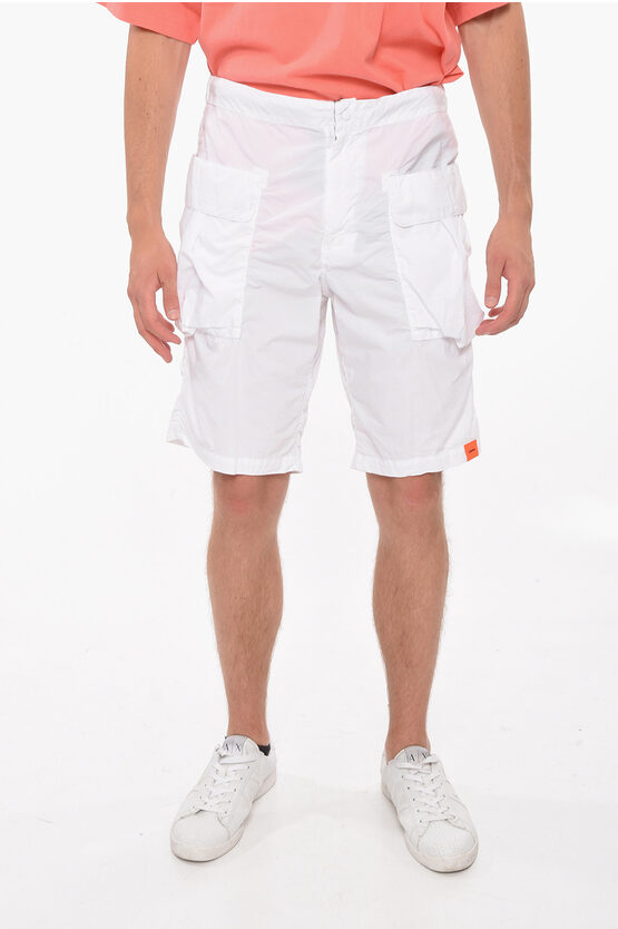 Aspesi Elastic Waist Cargo Shorts In White