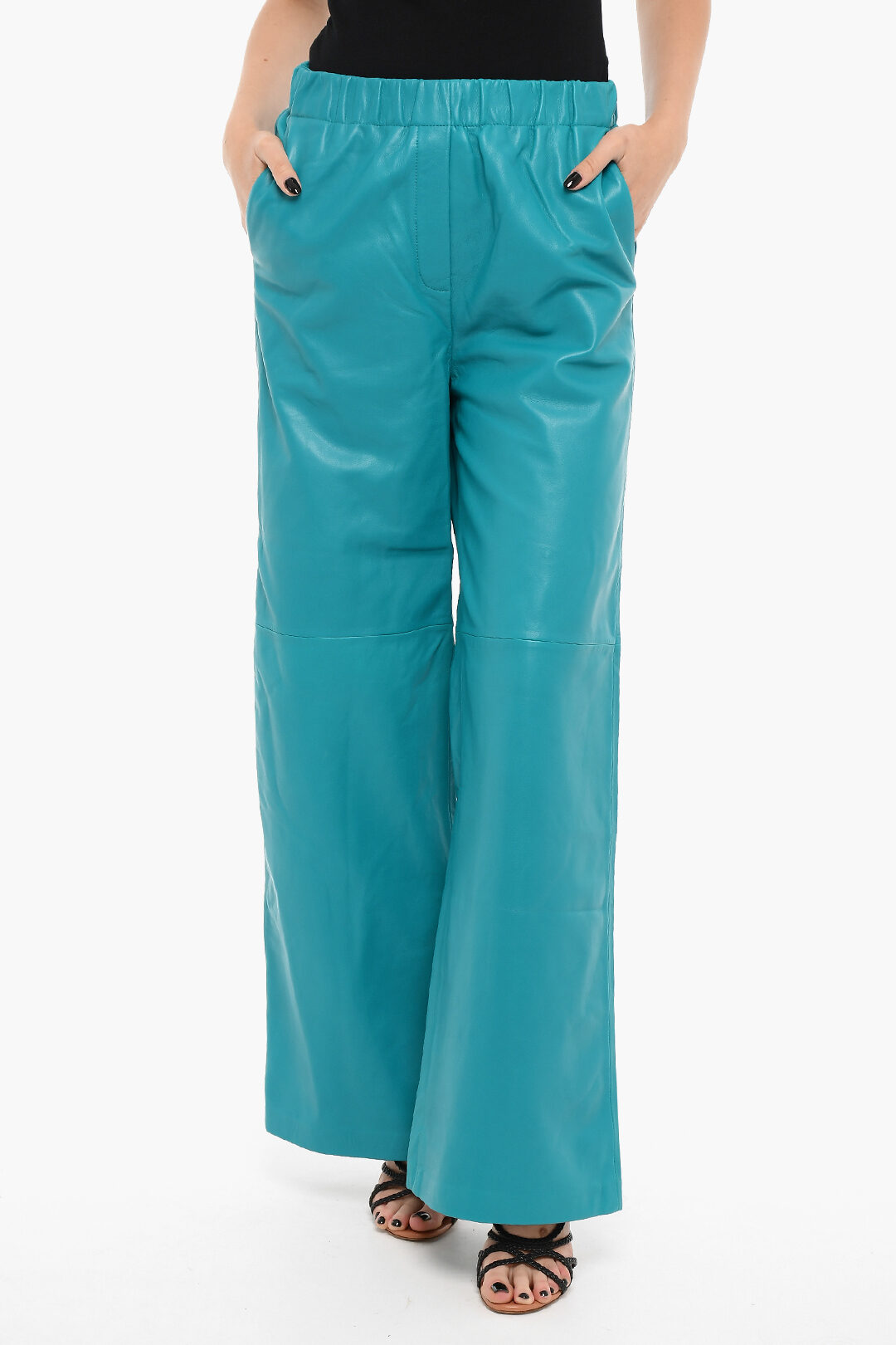 Samsoe Samsoe Elastic waist JEWEL Leather Pants women - Glamood Outlet