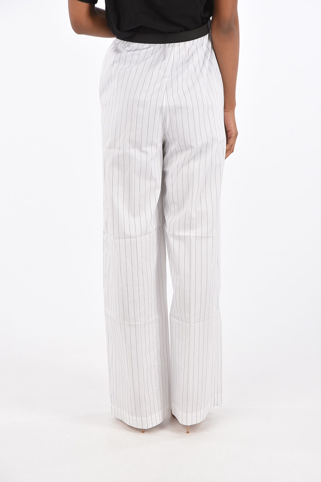 Elastic Waist Pinstriped Pants