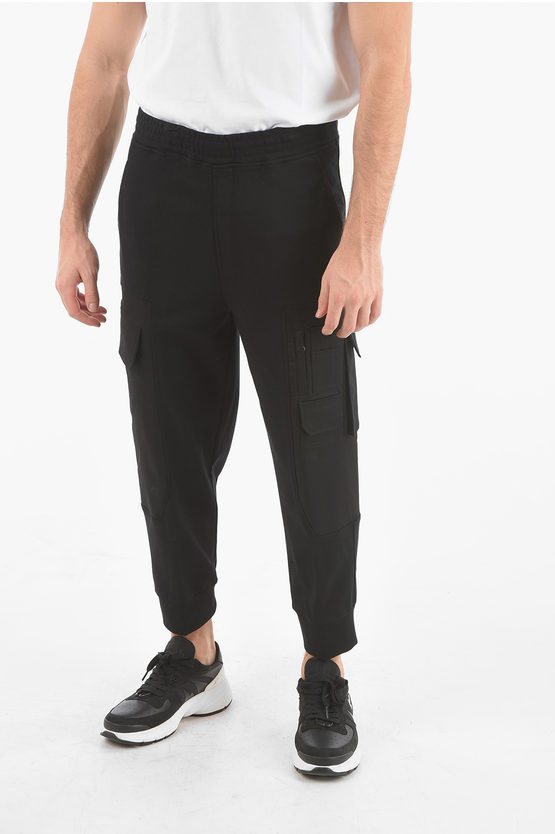 Neil Barrett Elastic Waistband Hybrid Workwear Sweatpants In Black