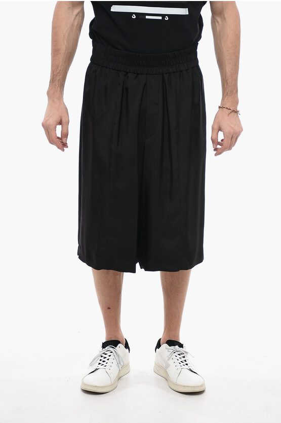 Jil Sander Elastic Waistband Satin Shorts In Black