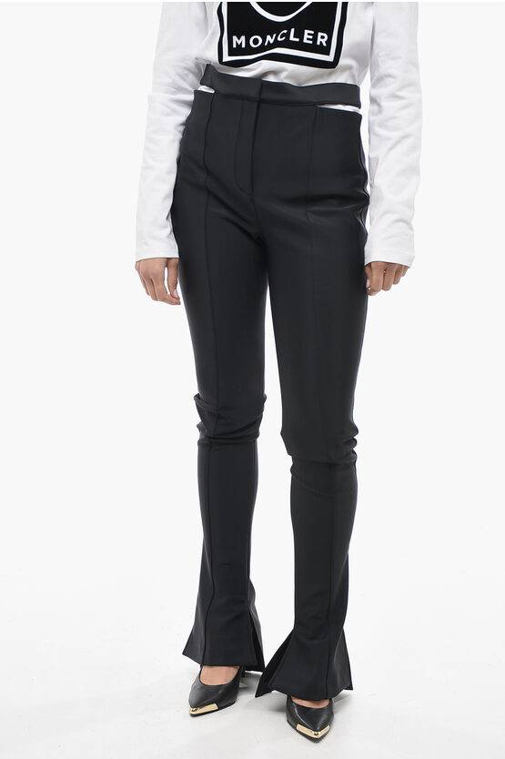 Shop Mugler Elasticated Flared Pants With Cut Out Detail