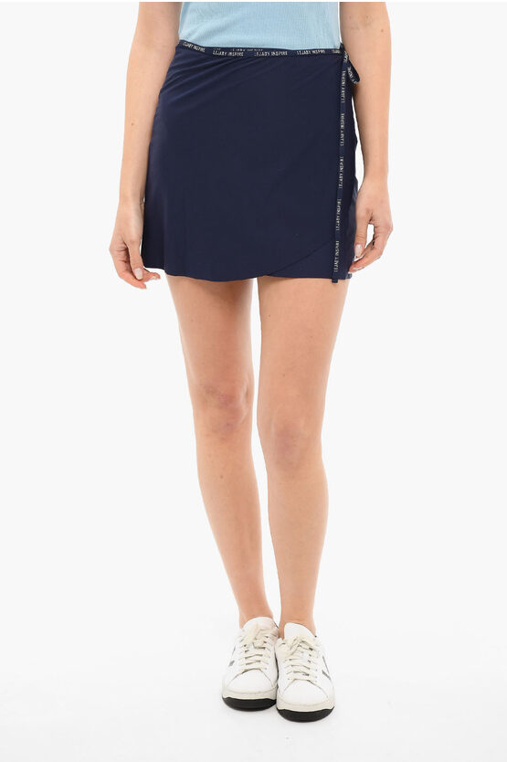 Maison Lejaby Elasticated Miniskirt With Logoed Belt In Blue