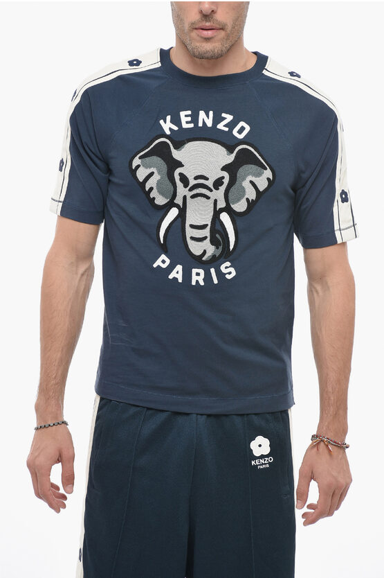 Shop Kenzo Elephant Slim T-shirt With Embroidery