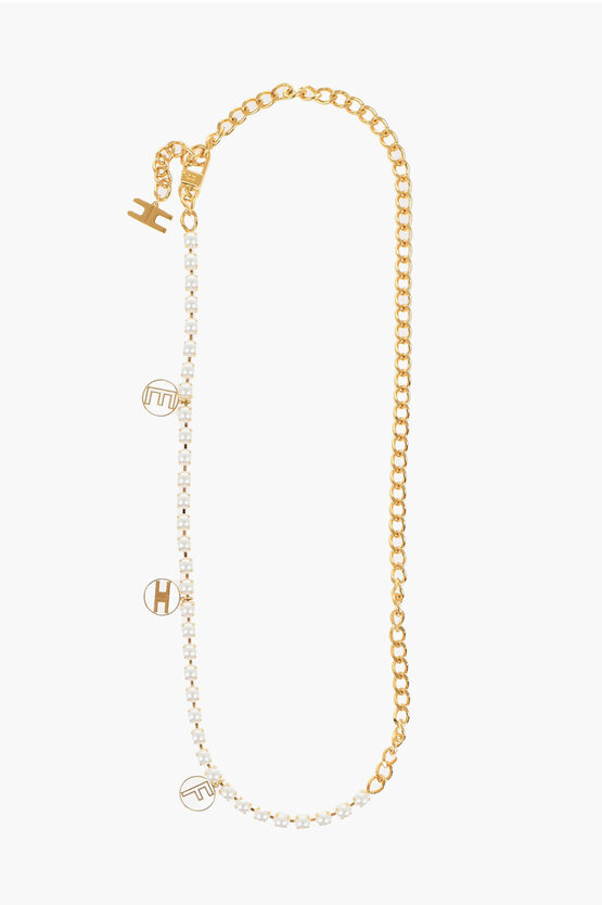 Elisabetta Franchi Embellished Belt With Lobster Clasp Closure In Multi
