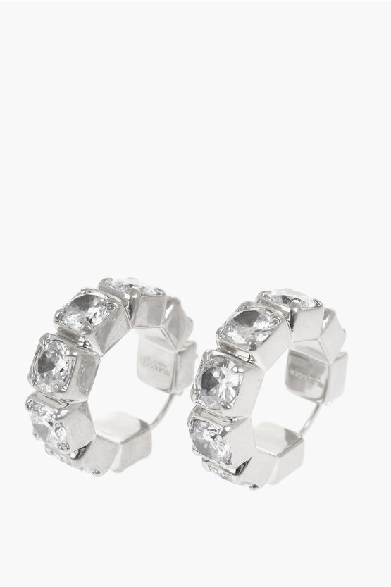 Jil Sander Embellished Sparkling Crystals Brass Earrings