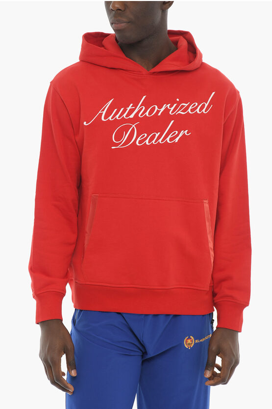 Just Don Embossed Embroidered Cotton Hoodie In Orange