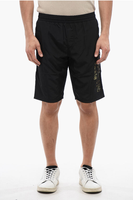Balmain Badeshorts Mit Logo-verzierung In Schwarz