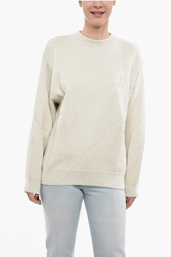 Off-white Embossed Leaves Crewneck Sweater In White
