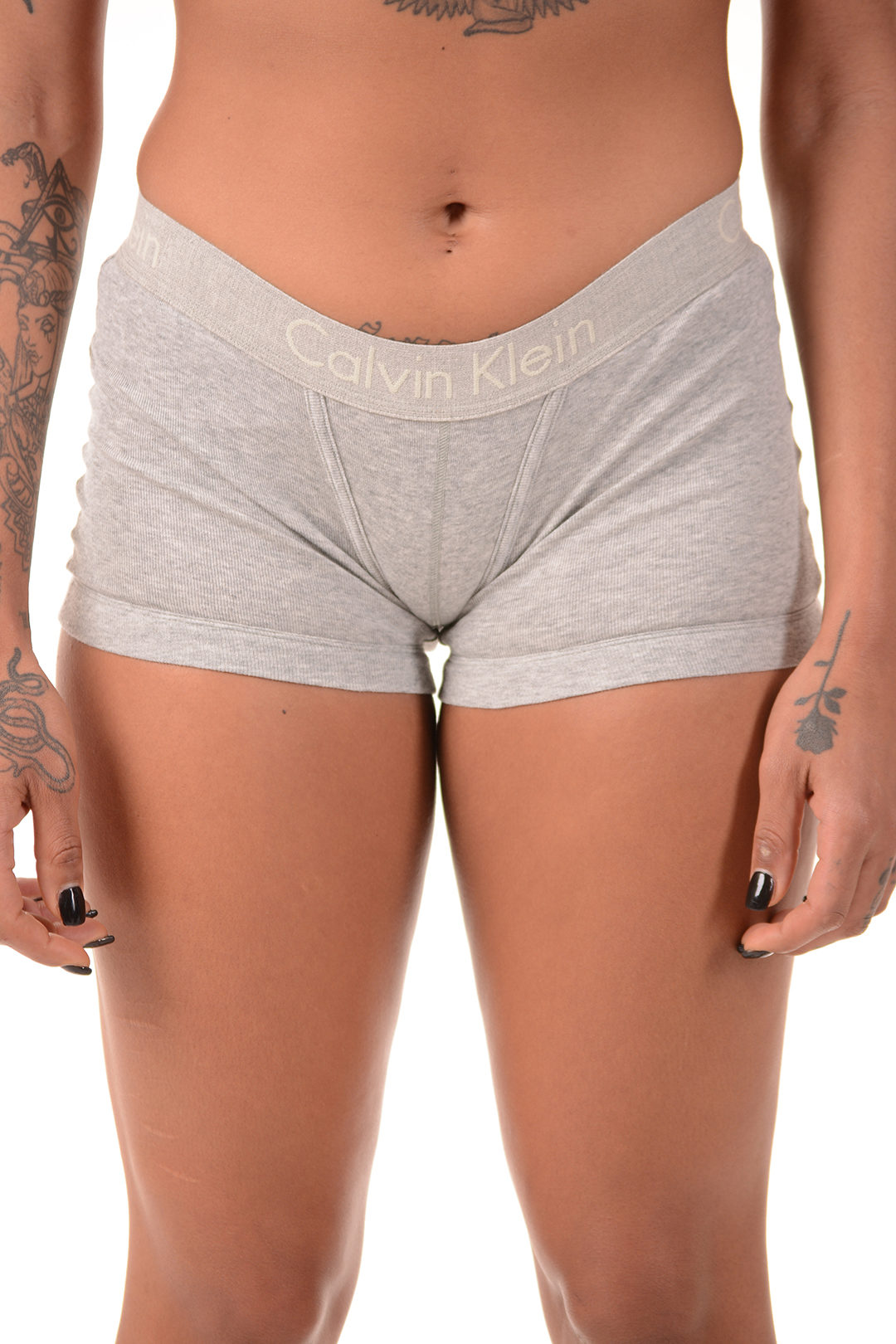 Calvin Klein Women's Embossed Icon Boxer Short, Grey Heather, Medium :  : Clothing, Shoes & Accessories