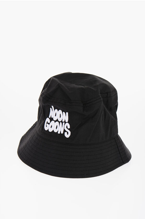 Noon Goons Embossed Logo Cotton Blend Bucket Hat In Black