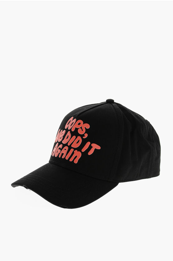 Dsquared2 Embossed Print Oops Baseball Cap In Black