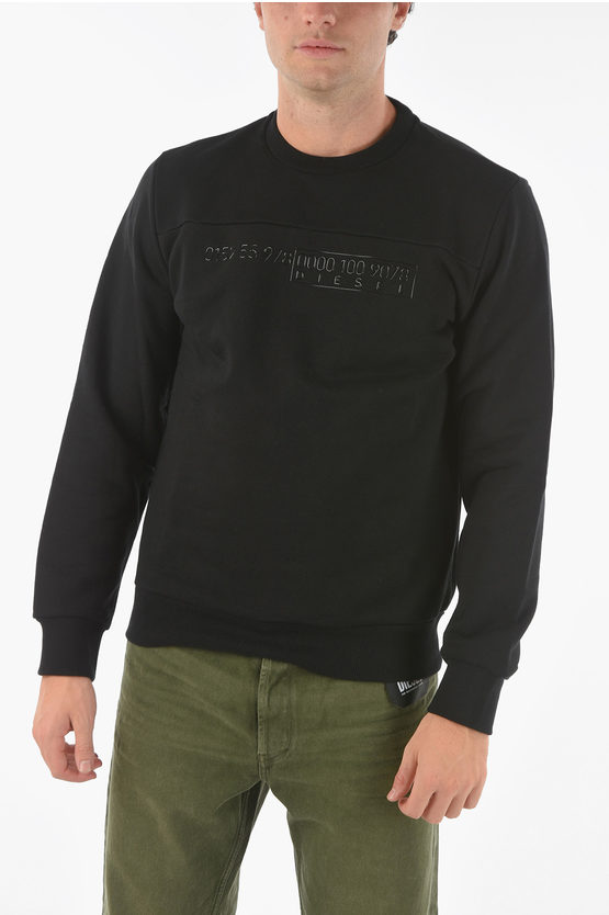 Diesel Embossed Print S-cory Crew Neck Sweatshirt In Black