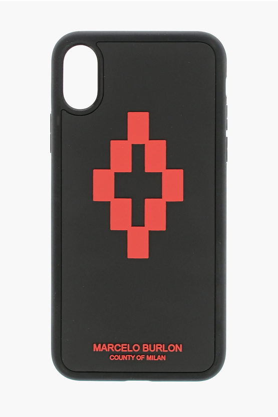 Marcelo Burlon County Of Milan Embossed Printed Cross 3d Xs Iphone Case In Black