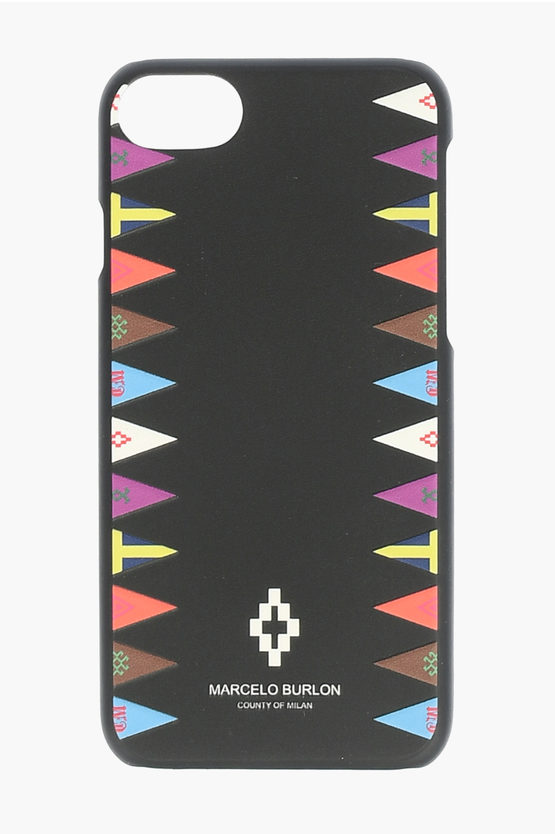 Marcelo Burlon County Of Milan Embossed Printed Flags Sides 7 Iphone Case In Black