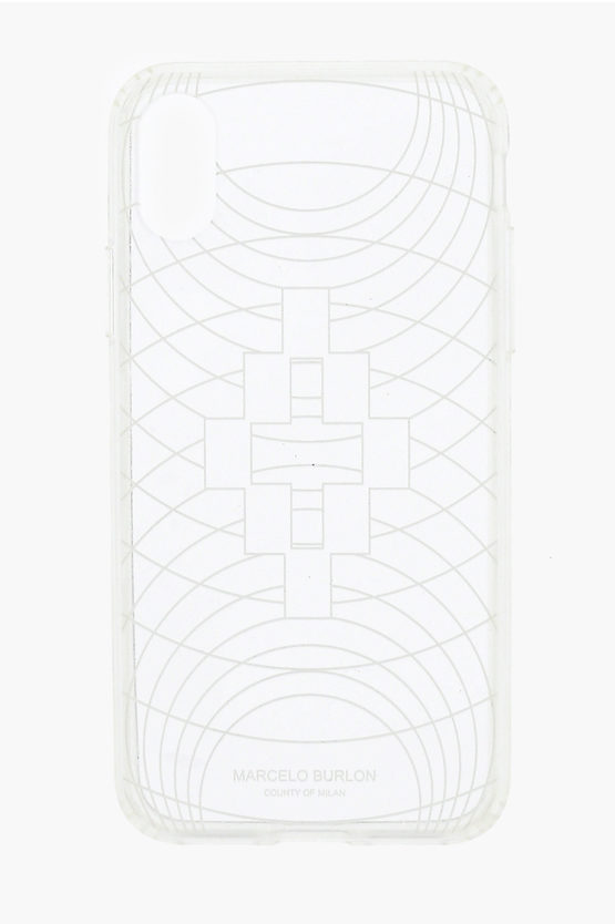 Marcelo Burlon County Of Milan Embossed Printed Sheer Technofolk Xs Iphone Case In White