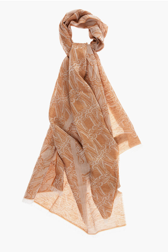 Max Mara Embroiderd Wool Silk And Linen Eleonor Scarf