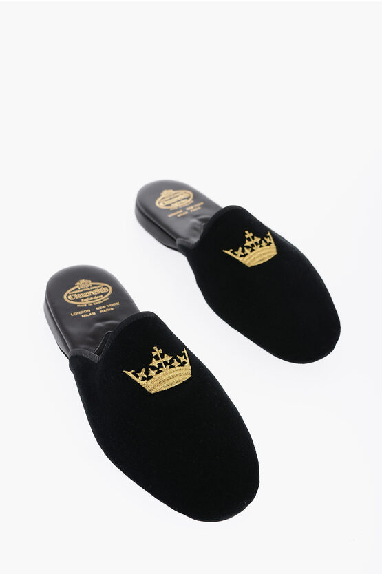 Shop Church's Embroidered Ariel Crown Velour Mules