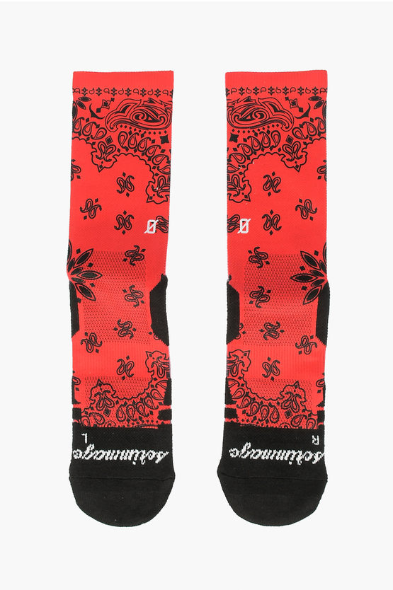 Scrimmage Embroidered Bandana Socks In Red