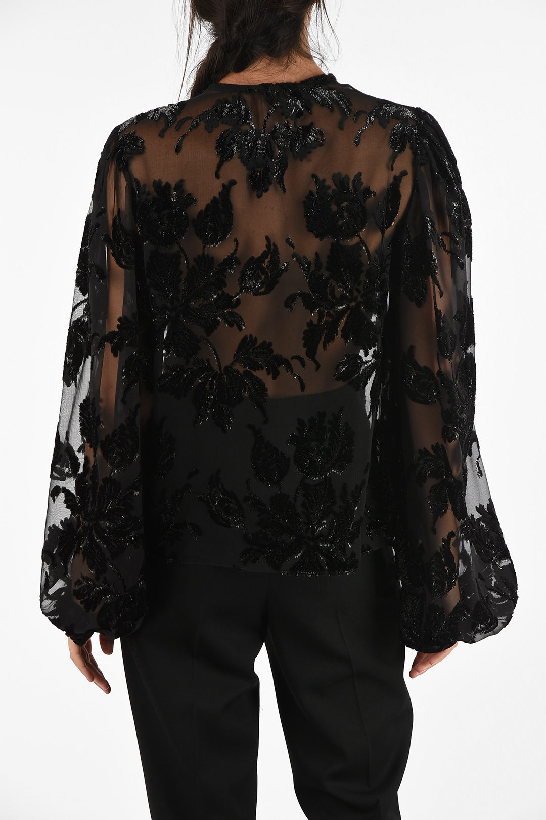 Saint Laurent Embroidered Blouse with Tassels women Glamood Outlet