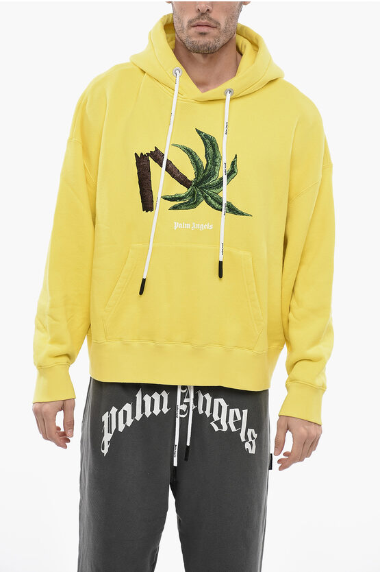 Shop Palm Angels Embroidered Broken Palm Cotton Hoodie
