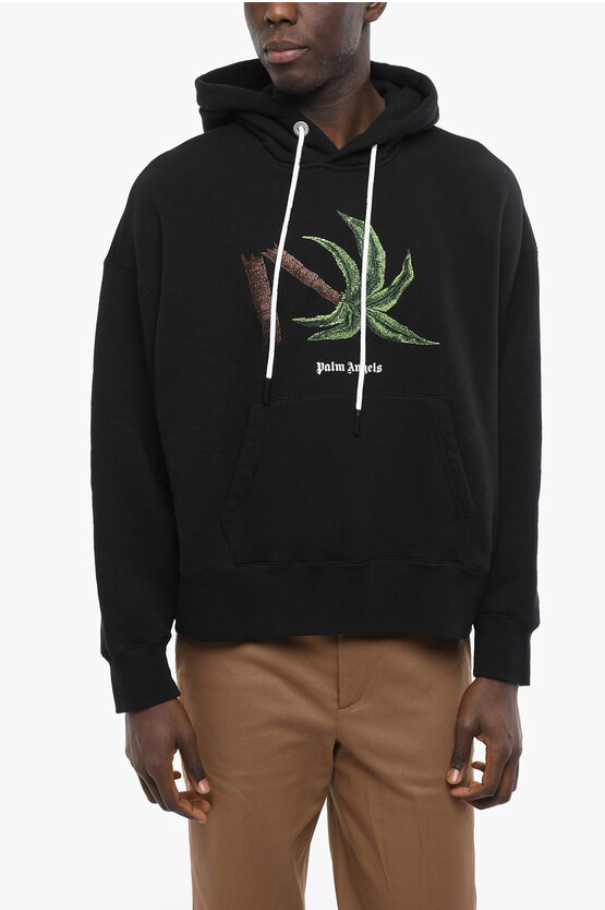 Shop Palm Angels Embroidered Broken Palm Hoodie