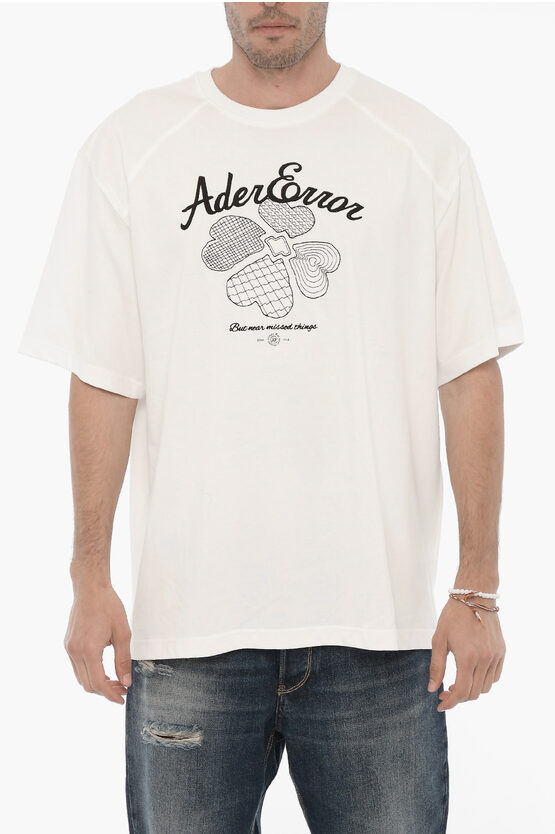 Ader Error Tever Logo Print T-shirt In White
