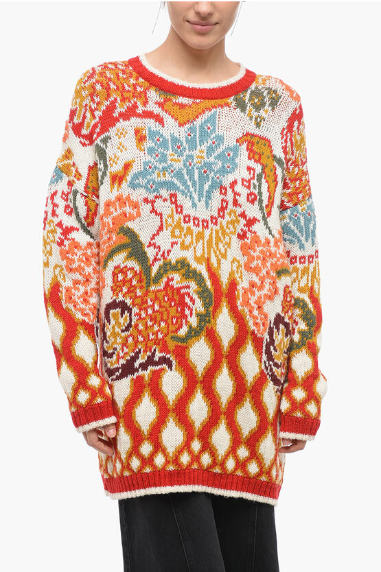 Shop Etro Jacquard Wool Crew Neck Pullover With Paisley Motif