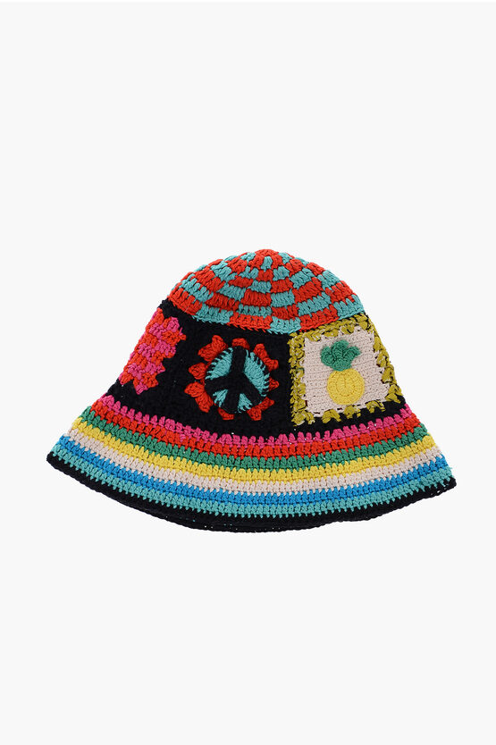Shop Alanui Embroidered Crochet Positive Cloche Hat
