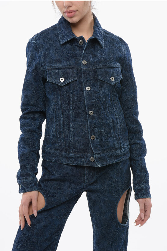 Off-white Embroidered Denim Tattoo Jacket