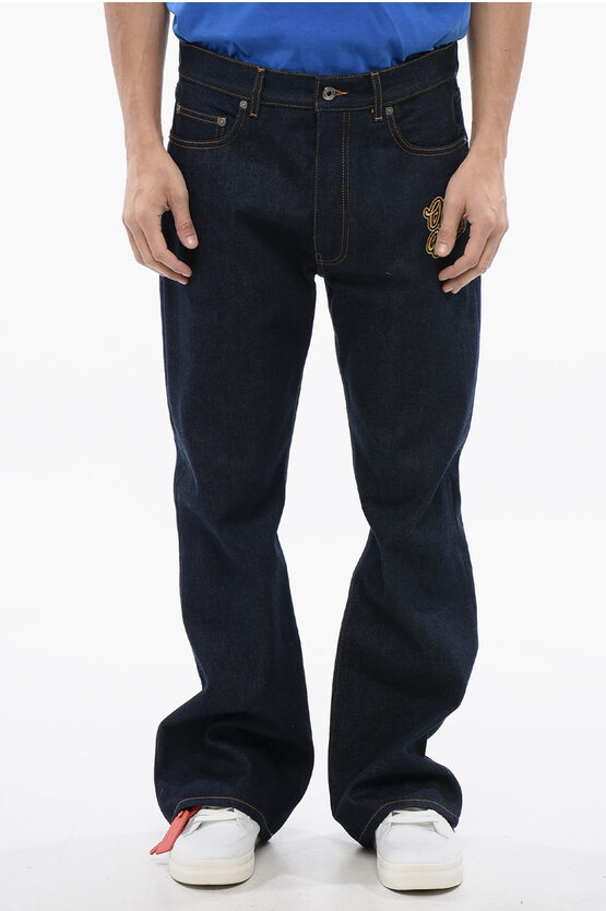 Off-white Embroidered Flare-fit 90slogo Jeans