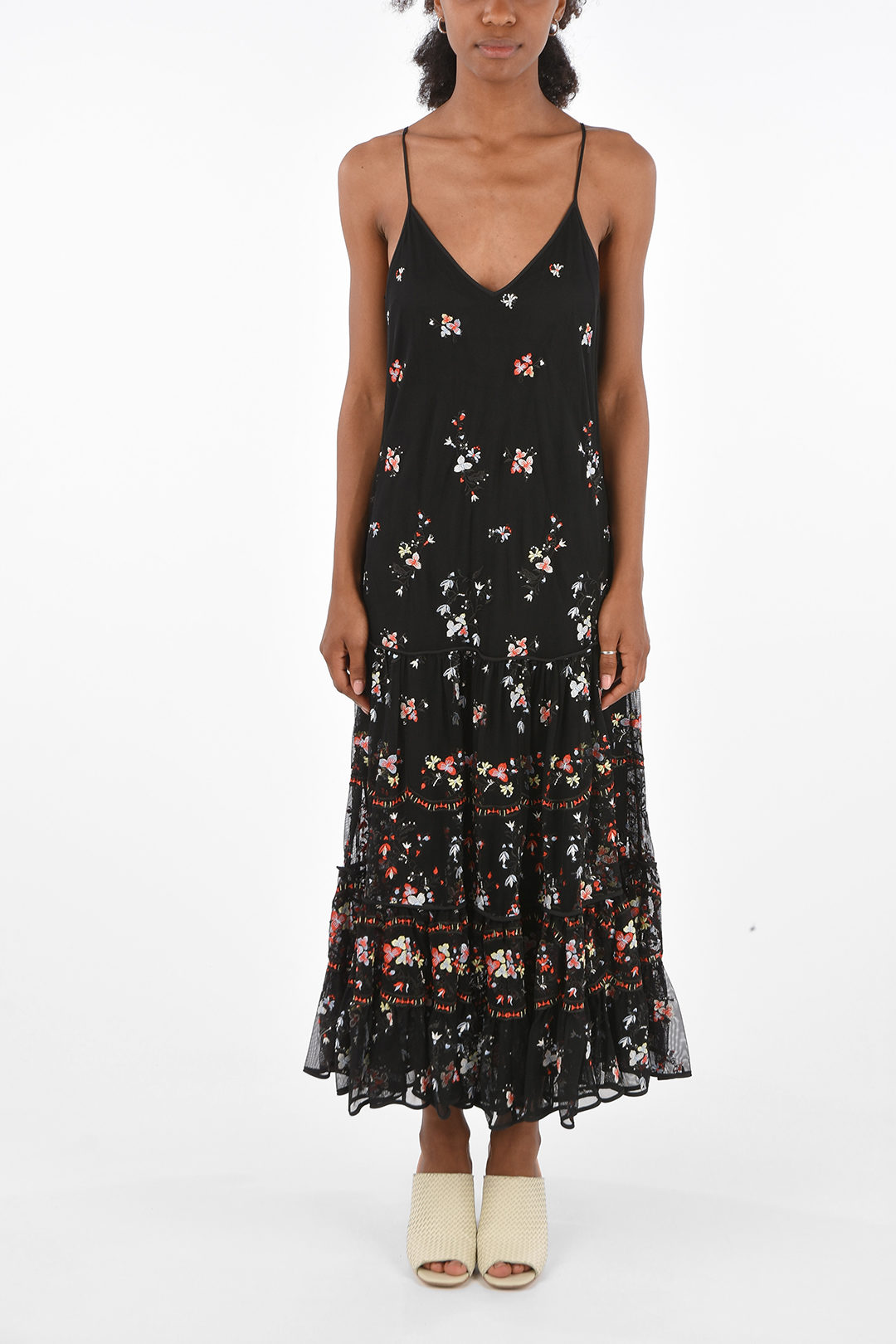 Tory Burch embroidered floral maxi sun dress women - Glamood Outlet