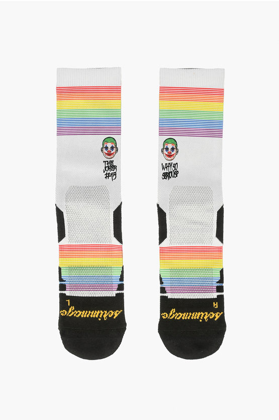 Scrimmage Embroidered Joker Stripes Socks In White