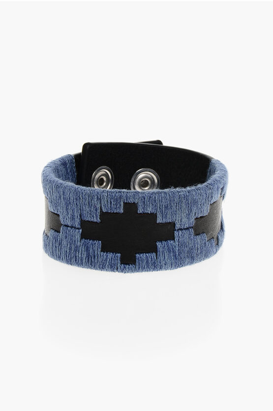 DSQUARED2 EMBROIDERED LEATHER ENDLESS JOURNEY BRACELET