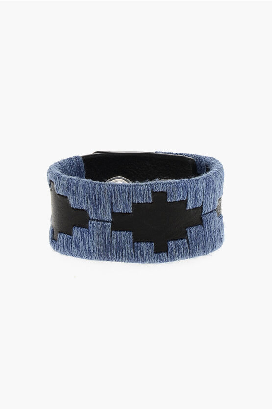 DSQUARED2 EMBROIDERED LEATHER ENDLESS JOURNEY BRACELET
