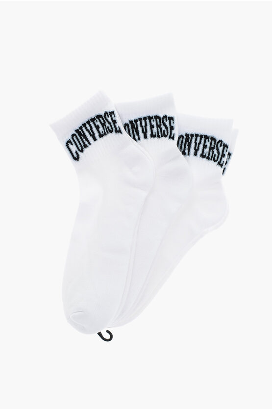 Converse Embroidered-logo 3 Pairs Of Socks Set In White